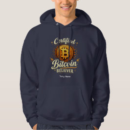 Moletom Camisola de Capuz de Crente Certificado em Bitcoin