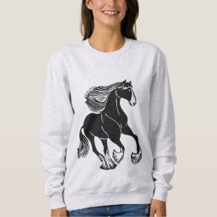 Moletom Camisola de cavalo preto-e-branco, blusa-blusa, mu