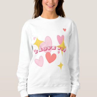 Moletom Camisola de coração cor-de-rosa fofa Eu amo você