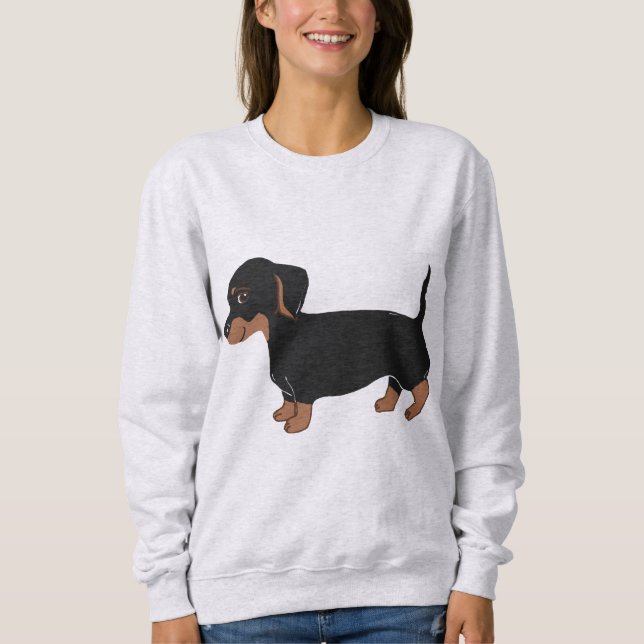 Moletom Camisola de Dachshund Preta e Castanha (Frente)