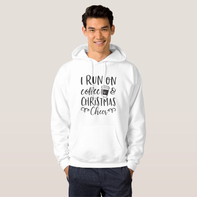 Moletom Camisola de 'Eu corro com café e alegria de Natal' (Frente Completa)