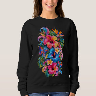 Moletom Camisola de Flores de Hibisco Tropical, Bota Color