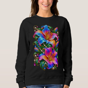 Moletom Camisola de Flores de Lírio Coloridas Vibrantes, M