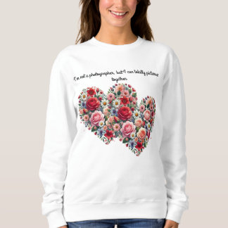 Moletom Camisola de flores vibrantes com dois corações