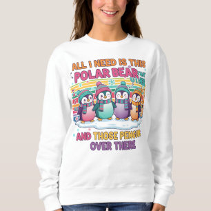 Moletom Camisola de Frio Infantil de Urso Polar e Pinguins