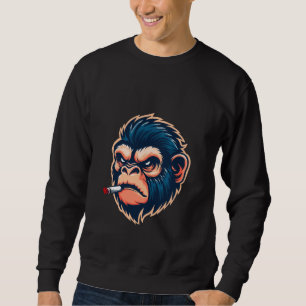Moletom Camisola de Grafismo de Macaco Irritado para Homen