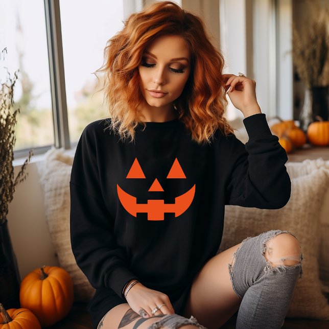 Moletom Camisola de Halloween com Rosto de Jack O Lantern (Jock O Lantern Face Halloween Sweatshirt. )