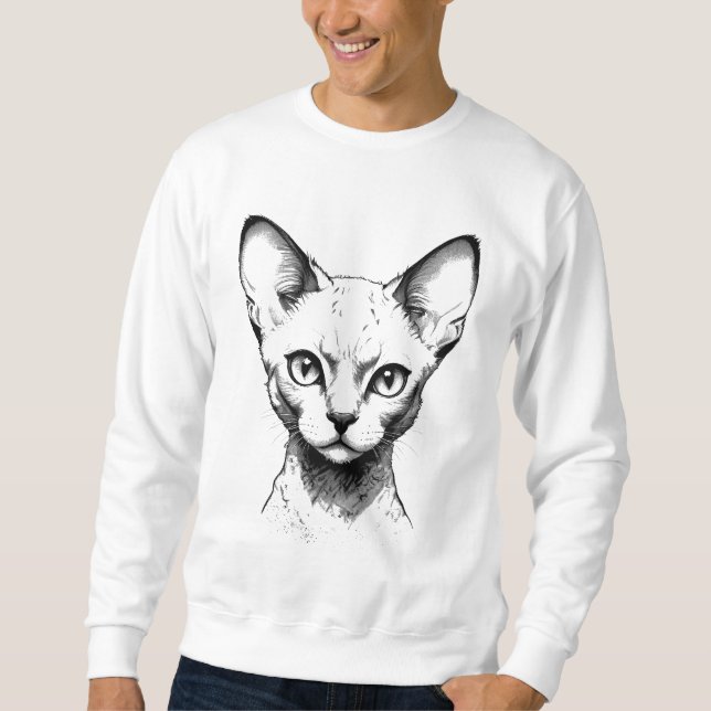 Moletom Camisola de homem com esboço de gato Devon Rex (Frente)