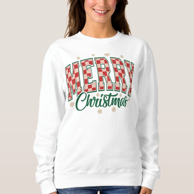 Moletom Camisola de letra de universidade Feliz Natal (Frente)