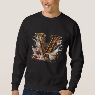 Moletom Camisola de Luxo Letra V Dourada - Salpico de Café
