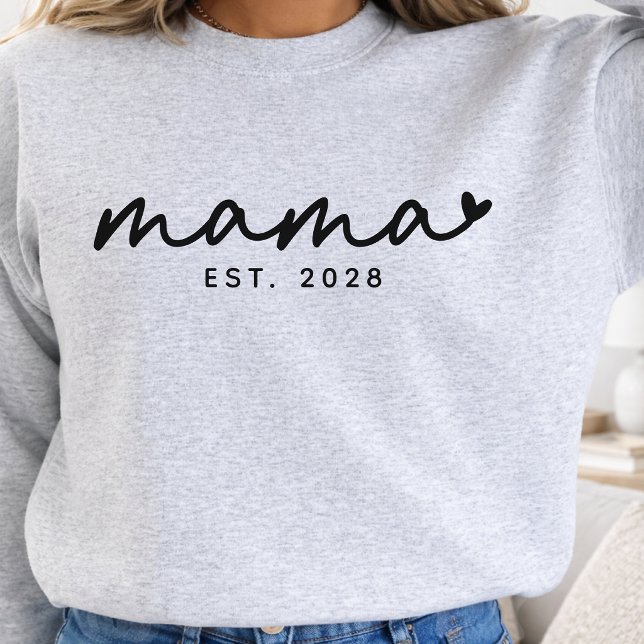 Moletom Camisola de malha moderna para mães, Personalizada (modern script mama sweatshirt, personalized new mom sweatshirt gift, first time mom sweatshirt gift)