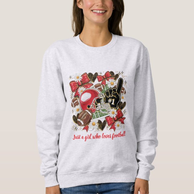 Moletom camisola de malha para meninas fãs de futebol (Frente)
