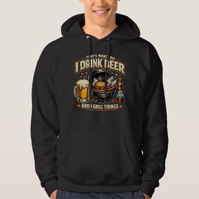 Moletom Camisola de Manga Comprida Eu Bebo Cerveja e Grelh (Frente)