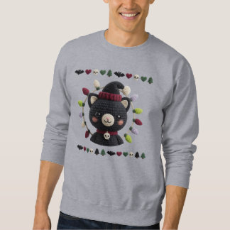 Moletom Camisola de Natal Assustador com Gato de Crochê pa