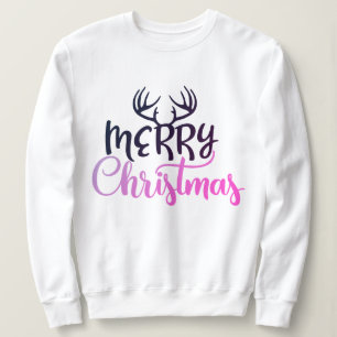 Moletom Camisola de Natal com Chifres para Mulheres Feliz