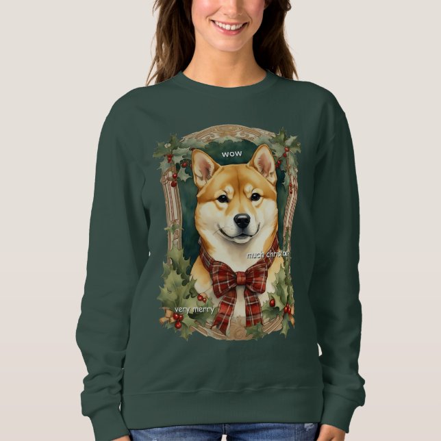 Moletom Camisola de Natal de Cães (Shiba Inu) (Frente)