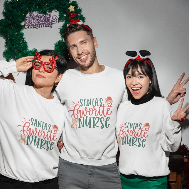 Moletom Camisola de natal de enfermeira favorita dos papai (Santa's Favorite nurse christmas sweatshirt
)
