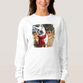 Moletom Camisola de Natal de German shepherd branco