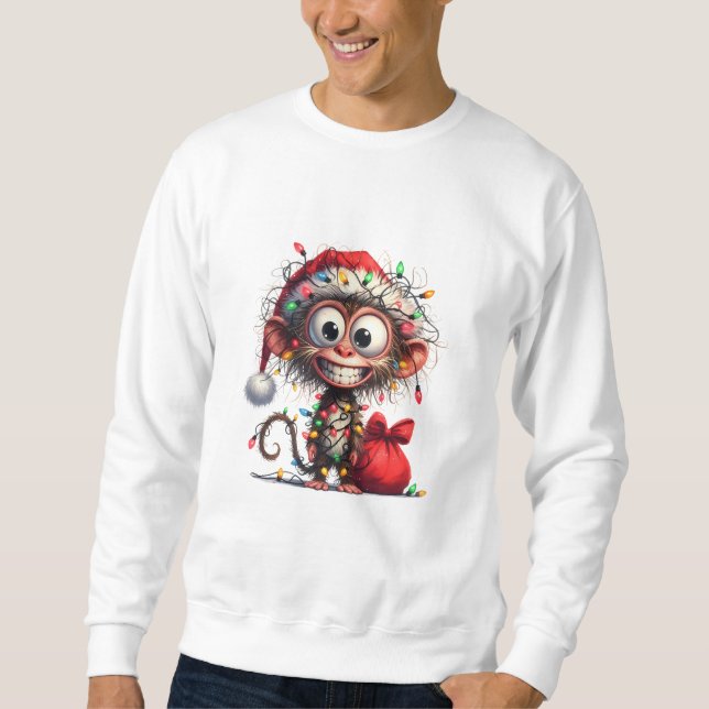 Moletom Camisola de Natal de Macaco Divertido (Frente)