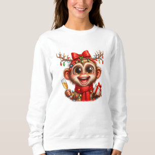 Moletom Camisola de Natal de Macaco Engraçado