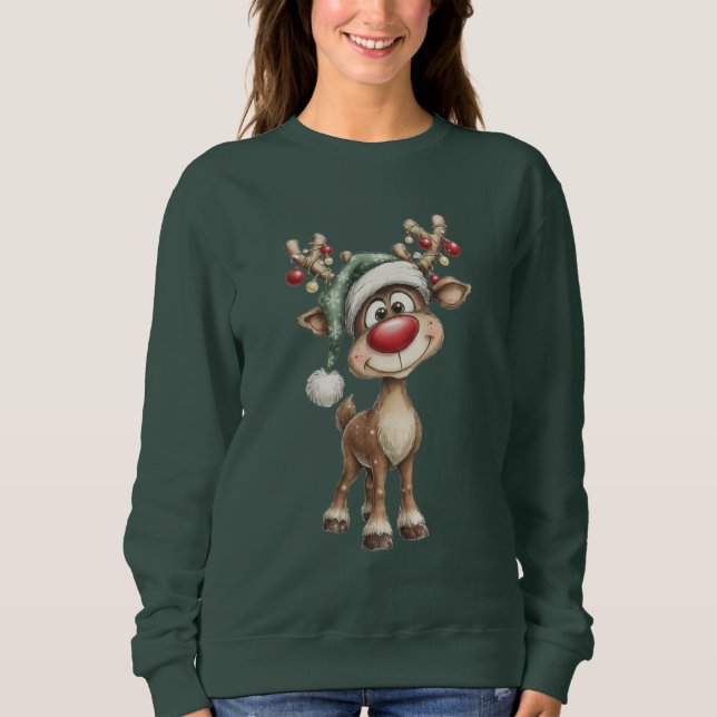 Moletom Camisola de Natal de Rena Fofa (Frente)
