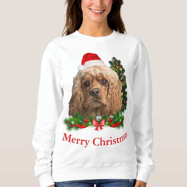 Moletom Camisola de Natal do cocker spaniel (Frente)