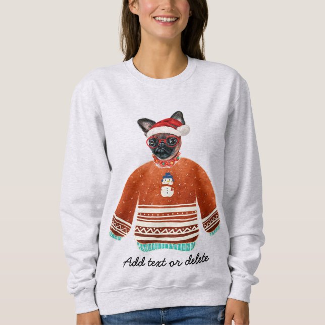 Moletom Camisola de Natal Feia com Cachorro de Bruxelas pa (Frente)
