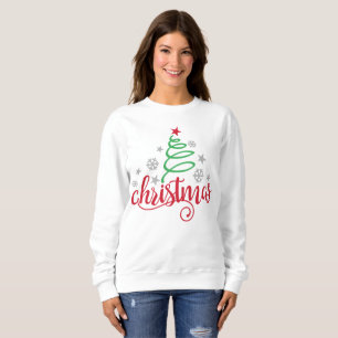 Moletom Camisola de Natal Feminina Árvore de Natal Simpl
