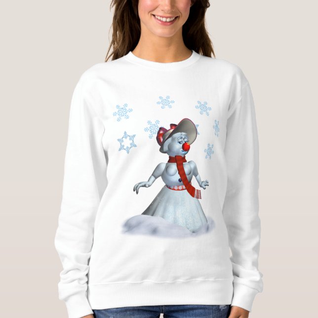 Moletom Camisola de Natal feminina com boneco de neve (Frente)