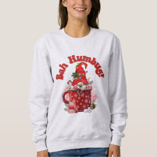 Moletom Camisola de Natal feminino Gnomo Café Bah Humbug