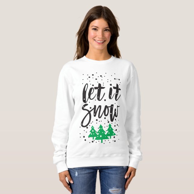 Moletom Camisola de Natal 'Let It Snow' para Mulheres (Frente Completa)