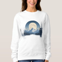 Camisola de Paisagem de Montanha sob Lua Cheia