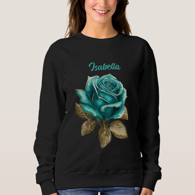 Moletom Camisola de Rosa Verde-Água Vintage (Frente)