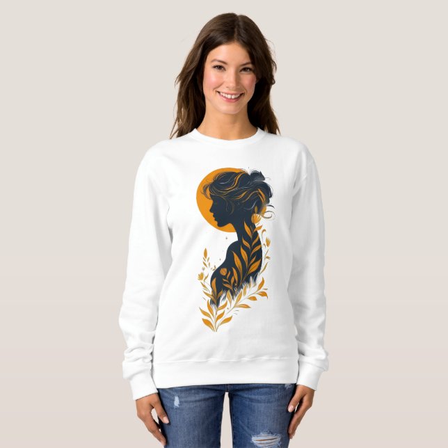 Moletom Camisola de Silhueta de Mulher Artística (Frente Completa)