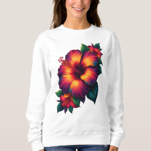 Moletom Camisola de Suor de Arte Floral para Mulheres