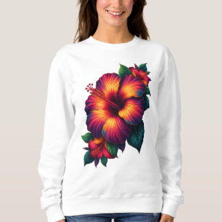 Moletom Camisola de Suor de Arte Floral para Mulheres