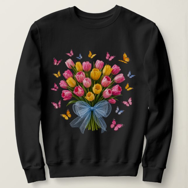 Moletom Camisola de Tulipa & Borboletas  (Frente do Design)