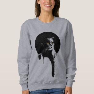 Moletom Camisola do gato das mulheres: Estêncil "que