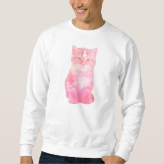 Moletom Camisola do gato do rosa Pastel