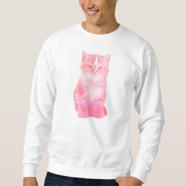 Moletom Camisola do gato do rosa Pastel (Frente)