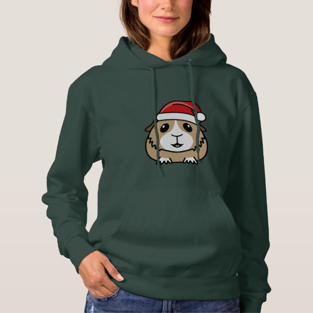 Moletom Camisola do Hoody das mulheres da cobaia do Natal (Frente)