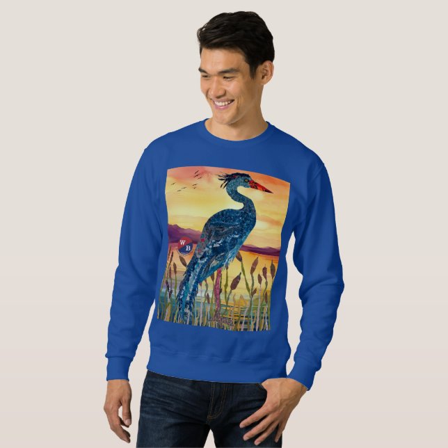 Moletom Camisola do Pôr do Sol da Garça Azul (Frente Completa)