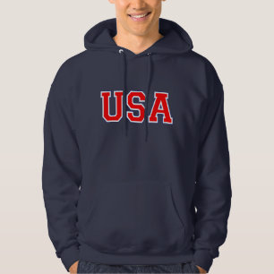Moletom Camisola encapuçado branca dos EUA & azul vermelh