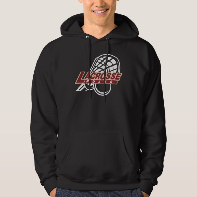 Moletom Camisola encapuçado preta do Lacrosse (Frente)