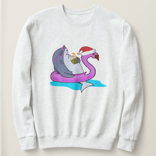 Moletom Camisola engraçada de capuz de design de tubarão d (Frente do Design)