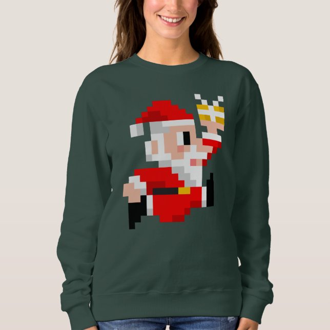 Moletom Camisola feia de 8 bits do Natal do Papai Noel das (Frente)