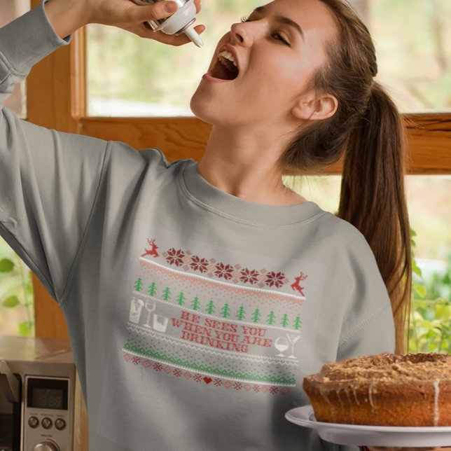 Moletom Camisola Feia de Natal para Beber Cocktail (Criador carregado)