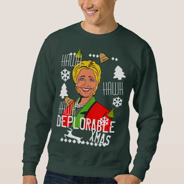 Moletom Camisola feia deplorável do Natal de Hillary (Frente)
