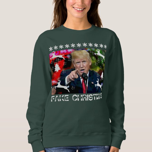 Moletom Camisola feia do Natal de Donald Trump do Natal (Frente)