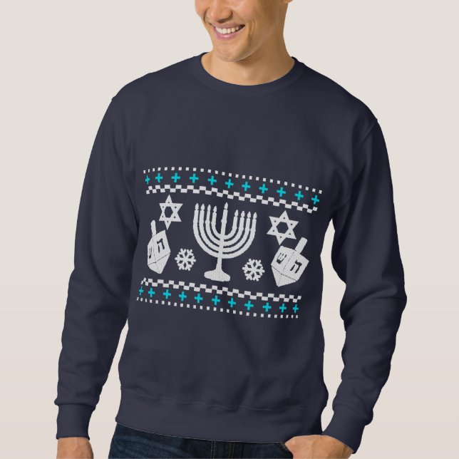 Moletom Camisola feia engraçada do feriado de Hanukkah (Frente)